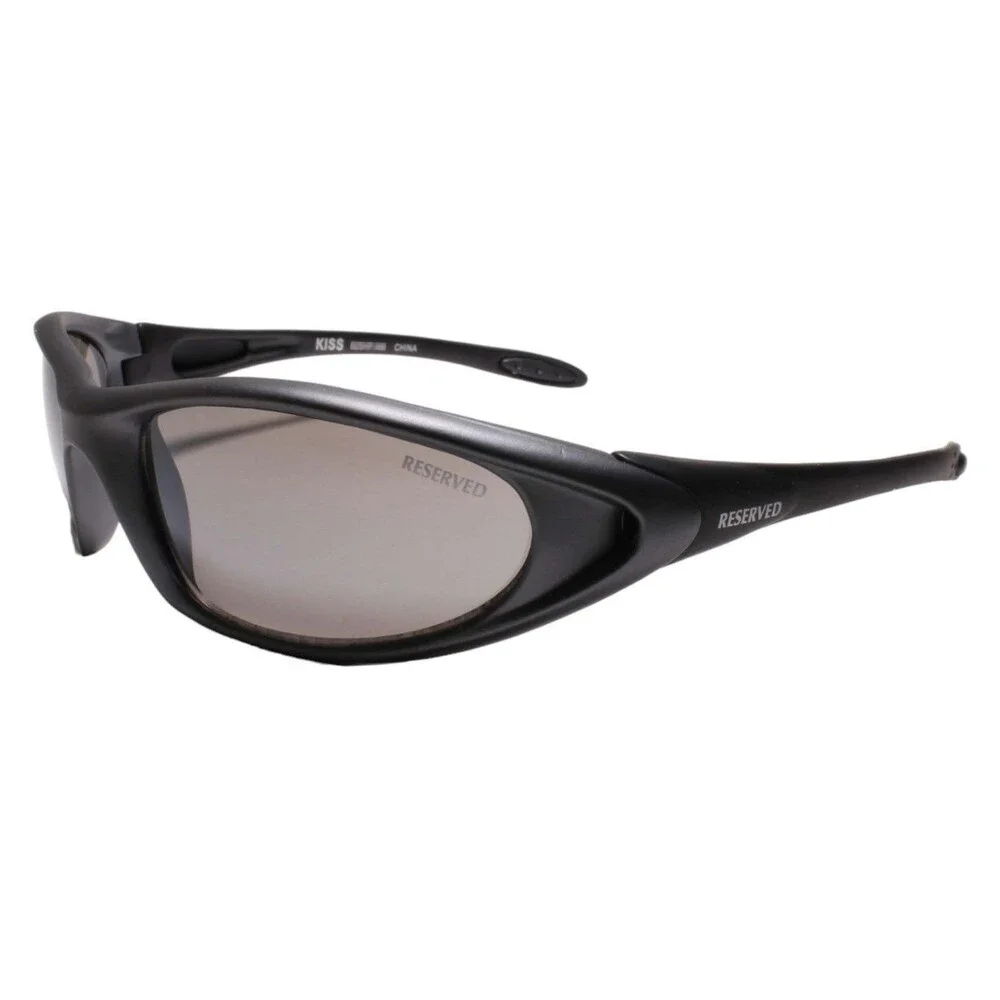 Athletic Outdoor Stylish Sporty Black Wraparound Design Gray Sunglasses